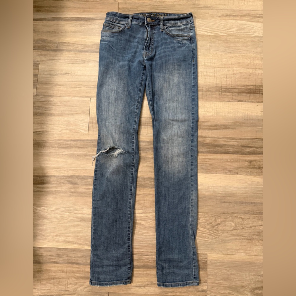 American Eagle Outfitters Men's Distressed Blue Skinny Jeans